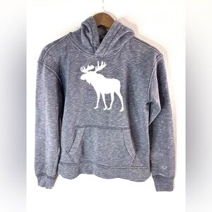 Abercrombie Kids 12 Blue Gray Moose Center Logo Hoodie Sweatshirt